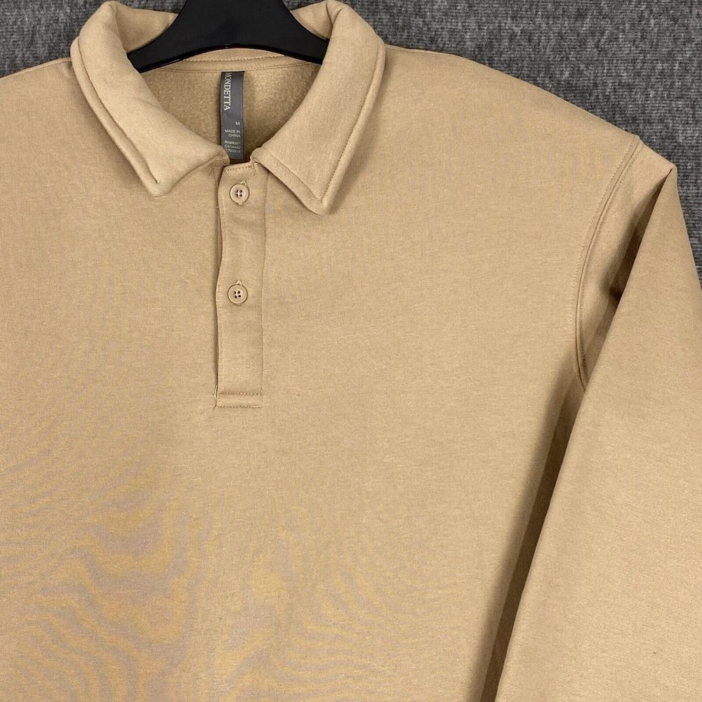 Mondetta Ladies' Collared Fleece Pullover, Tan Brown Size L